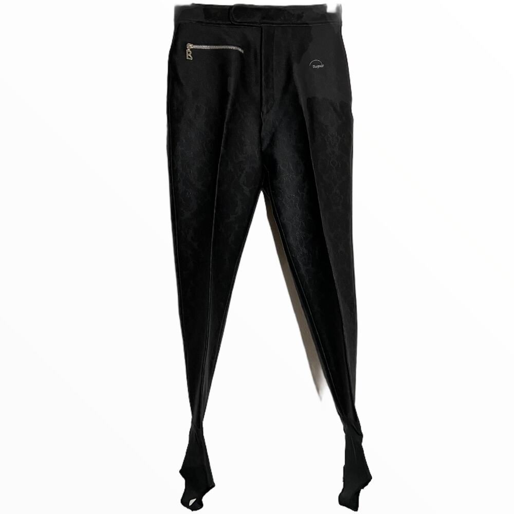 Bogner Stirrup Ski Pants USA Jacquard Softshell Coated High Rise Black 10